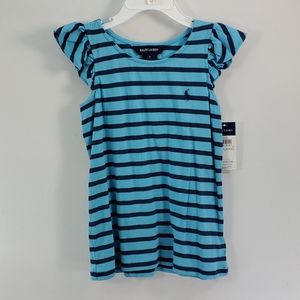 RALPH LAUREN STRIPED CAP SLEEVE SHIRT SIZE 6